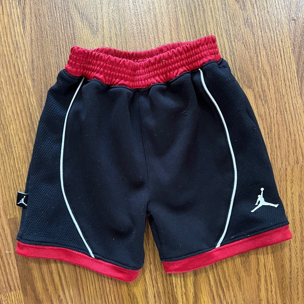 Air Jordan boys 12 months athletic shorts, black and red
